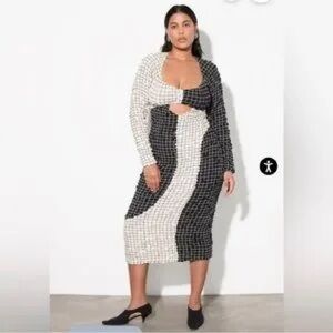 Mara Hoffman Dione Black and White Midi Dress